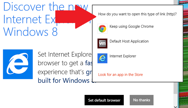 Default Browser Selection Screen